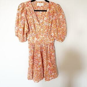 Trovata birds of paradis Gia dress autumn puff sleeve mini dress small